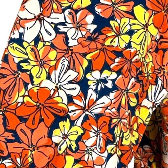 LuLaRoe TC2 Leggings Floral Orange Yellow White Navy Blue NEW - Picture 1 of 3